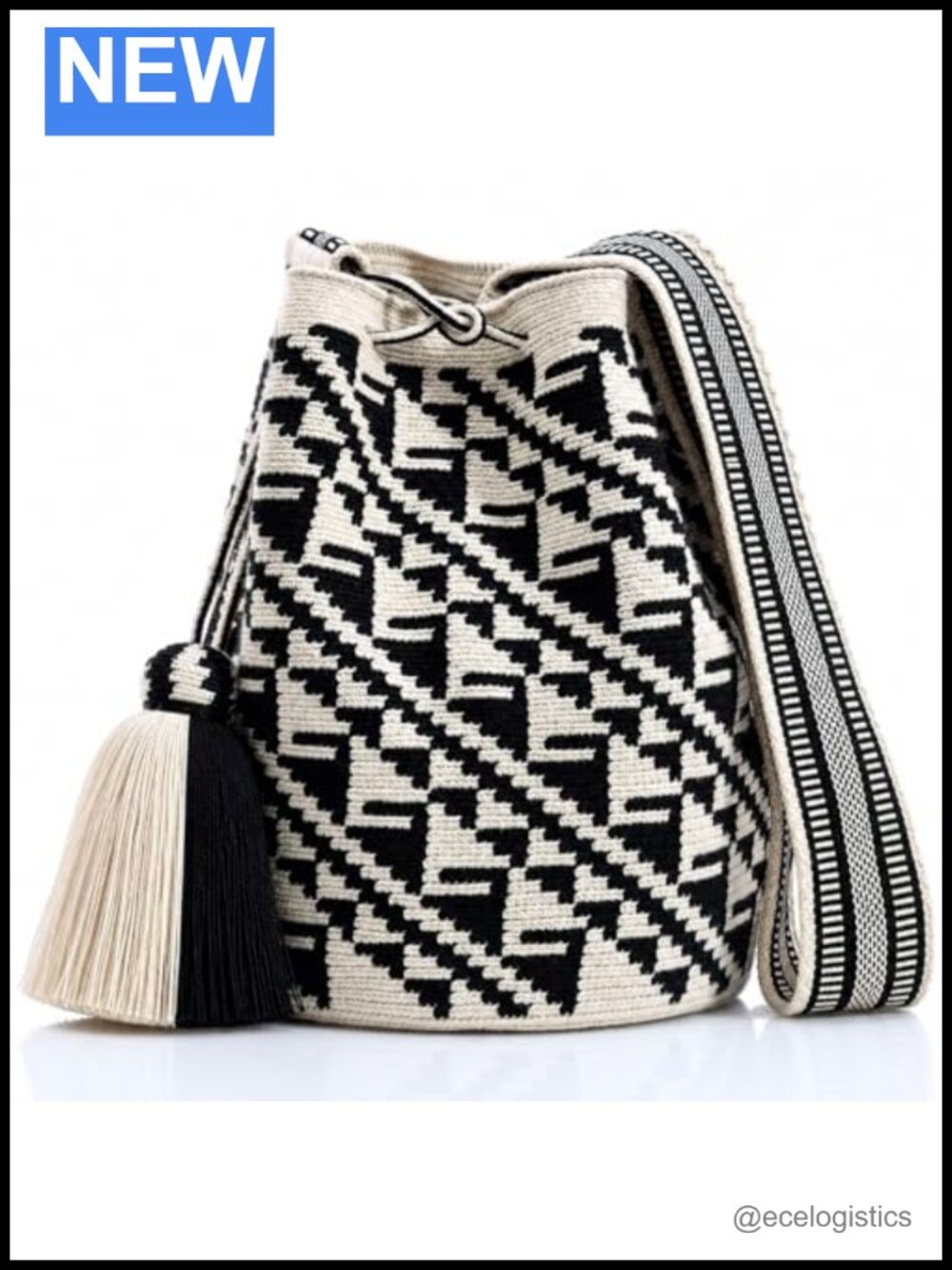 Hand-Crochet Woven Beach Shoulder Bag with Drawstrings